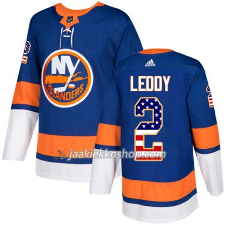 Miehille NHL New York Islanders Pelipaita Nick Leddy 2 Adidas 2017-2018 Sininen USA Flag Fashion Authentic